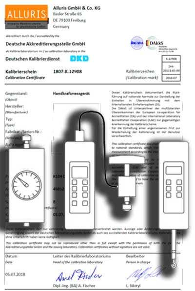 Kalibrierschein für Kraftmesseinrichtungen DAkkS