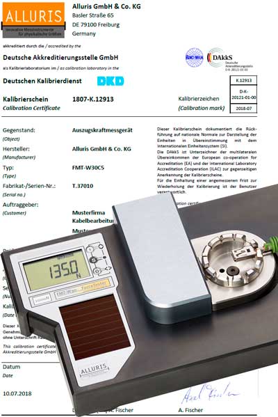 Kalibrierschein für Kraftmesseinrichtungen DAkkS